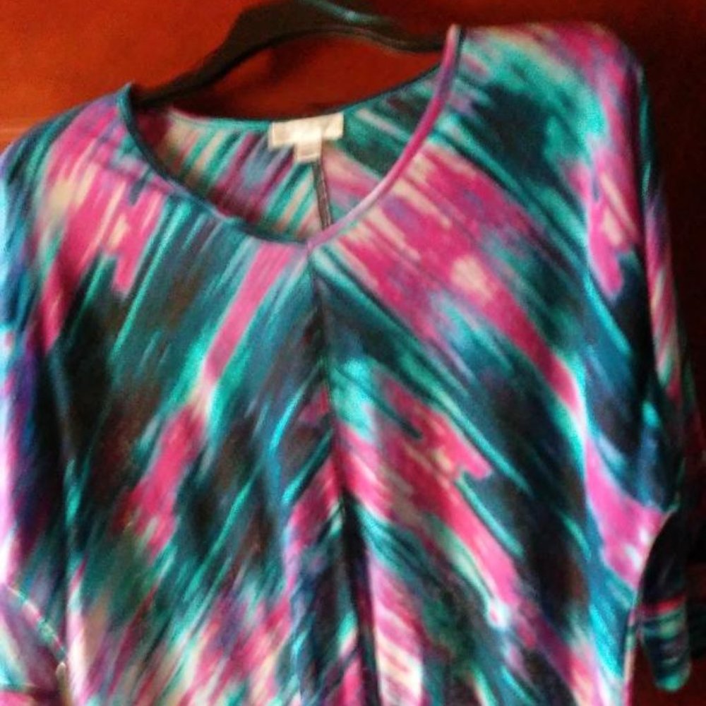 Fuschia Pink and Blue Studio Top